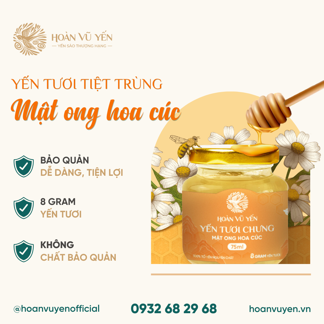 Yến Tươi Tiệt Trùng Mật Ong Hoa Cúc: Nâng tầm sức khỏe, tươi trẻ mỗi ngày